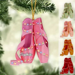 Ballet Pointe Shoes With Christmas Light - Personalized Christmas Ornament - Gift For Ballet Dancers