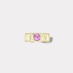 0.89ct Cushion Pink Sapphire Pleated Solitaire Band