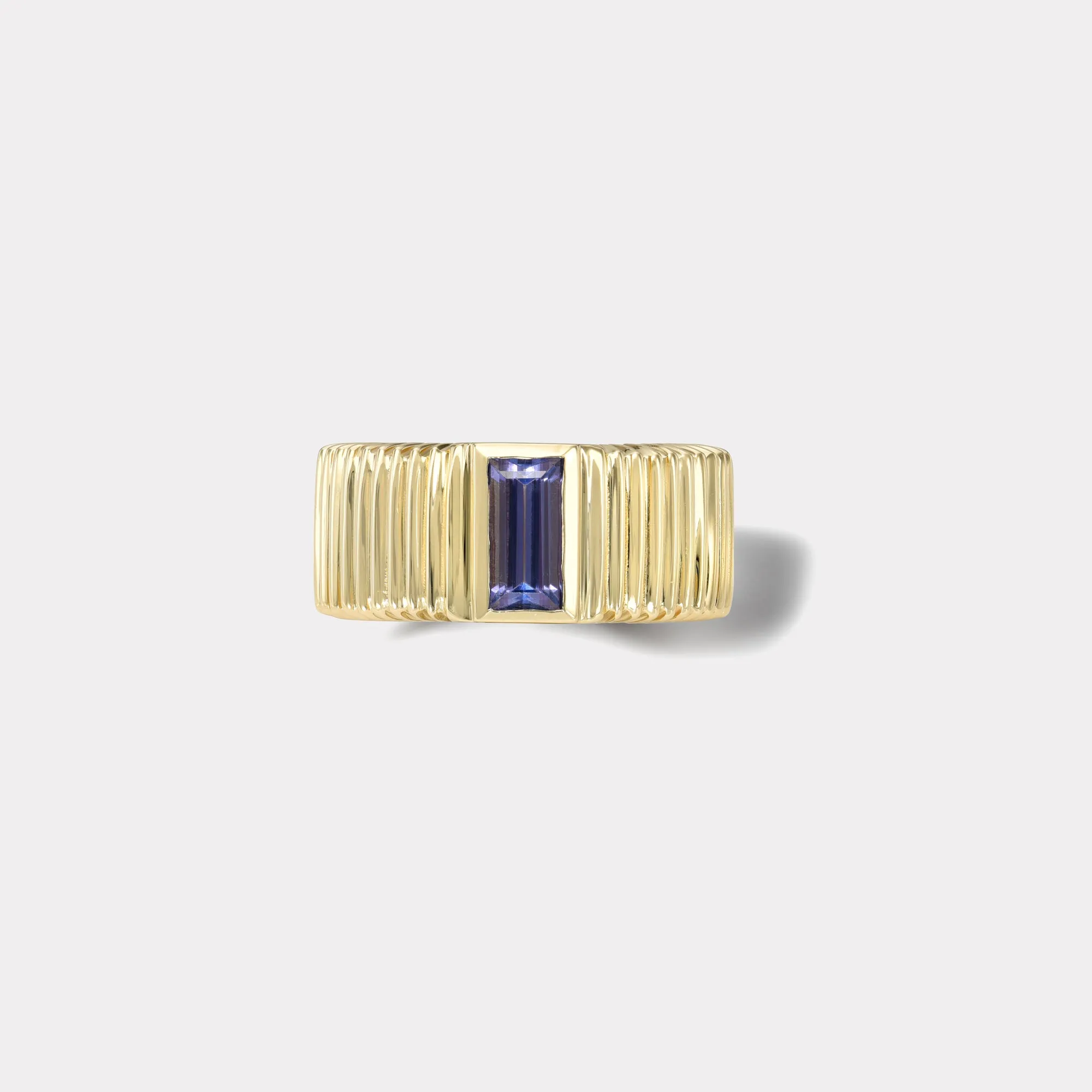 0.93ct Baguette Cut Tanzanite Pleated Solitaire Band