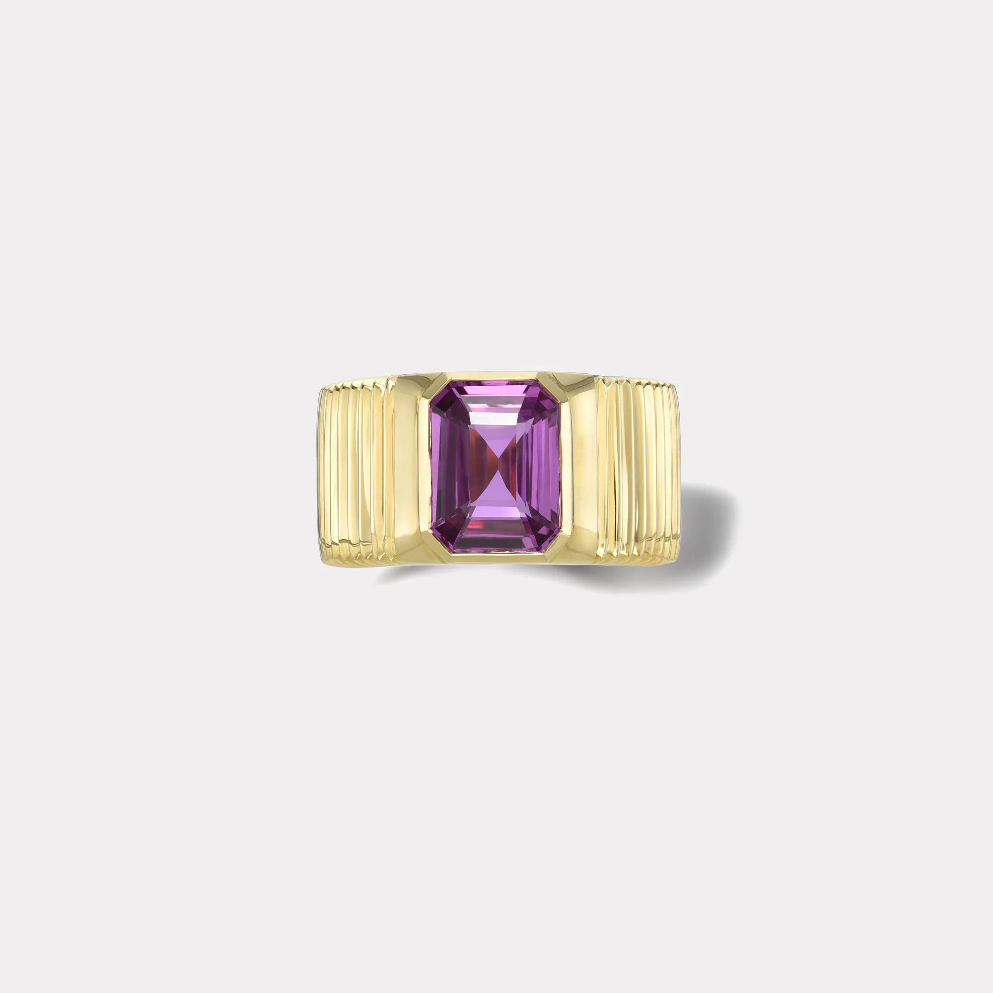 3.69ct GIA Pink Sapphire Pleated Solitaire Band