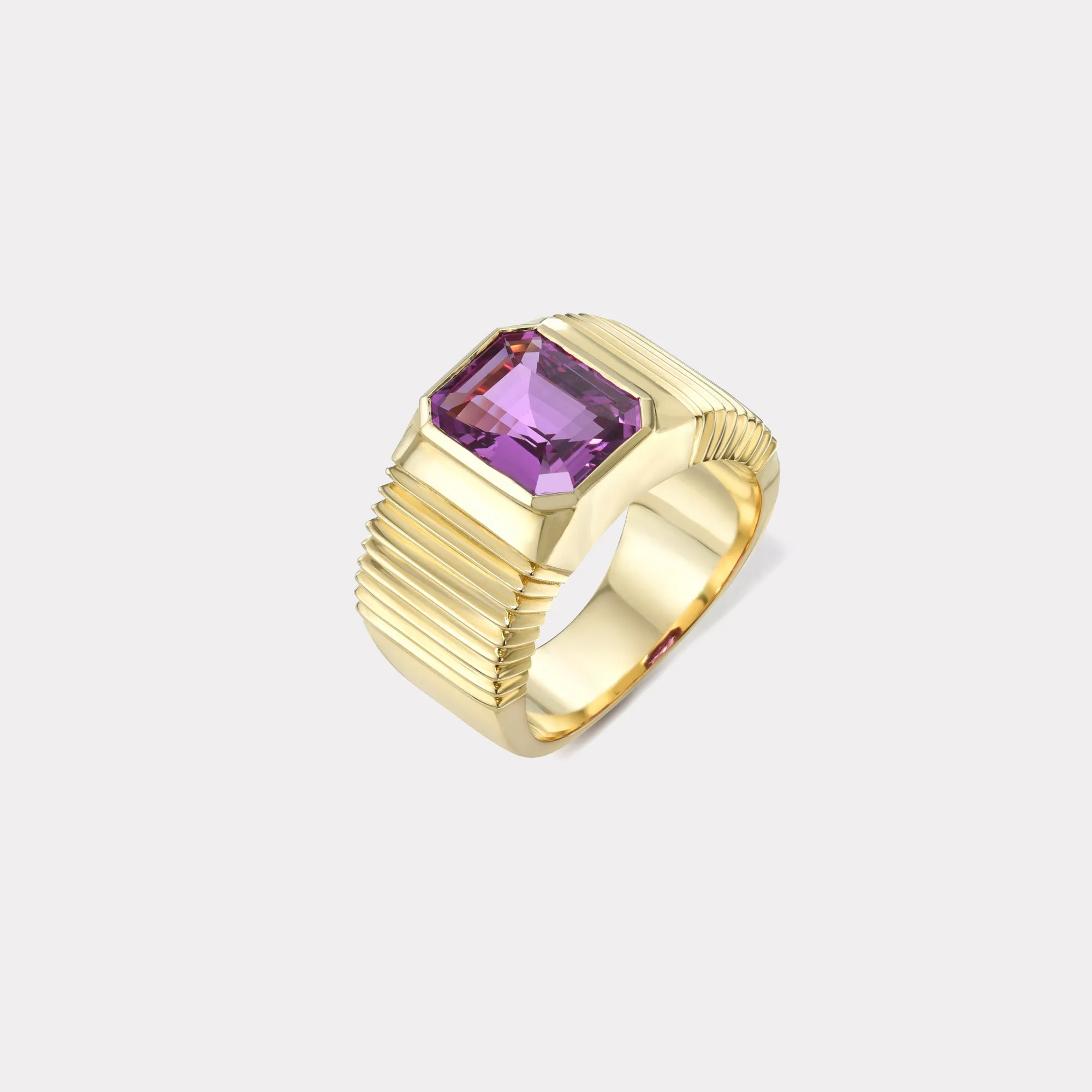 3.69ct GIA Pink Sapphire Pleated Solitaire Band