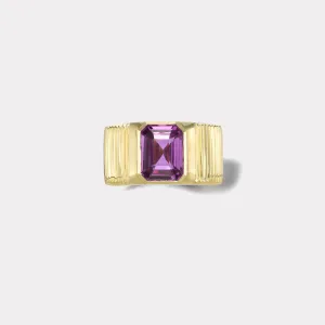 3.69ct GIA Pink Sapphire Pleated Solitaire Band