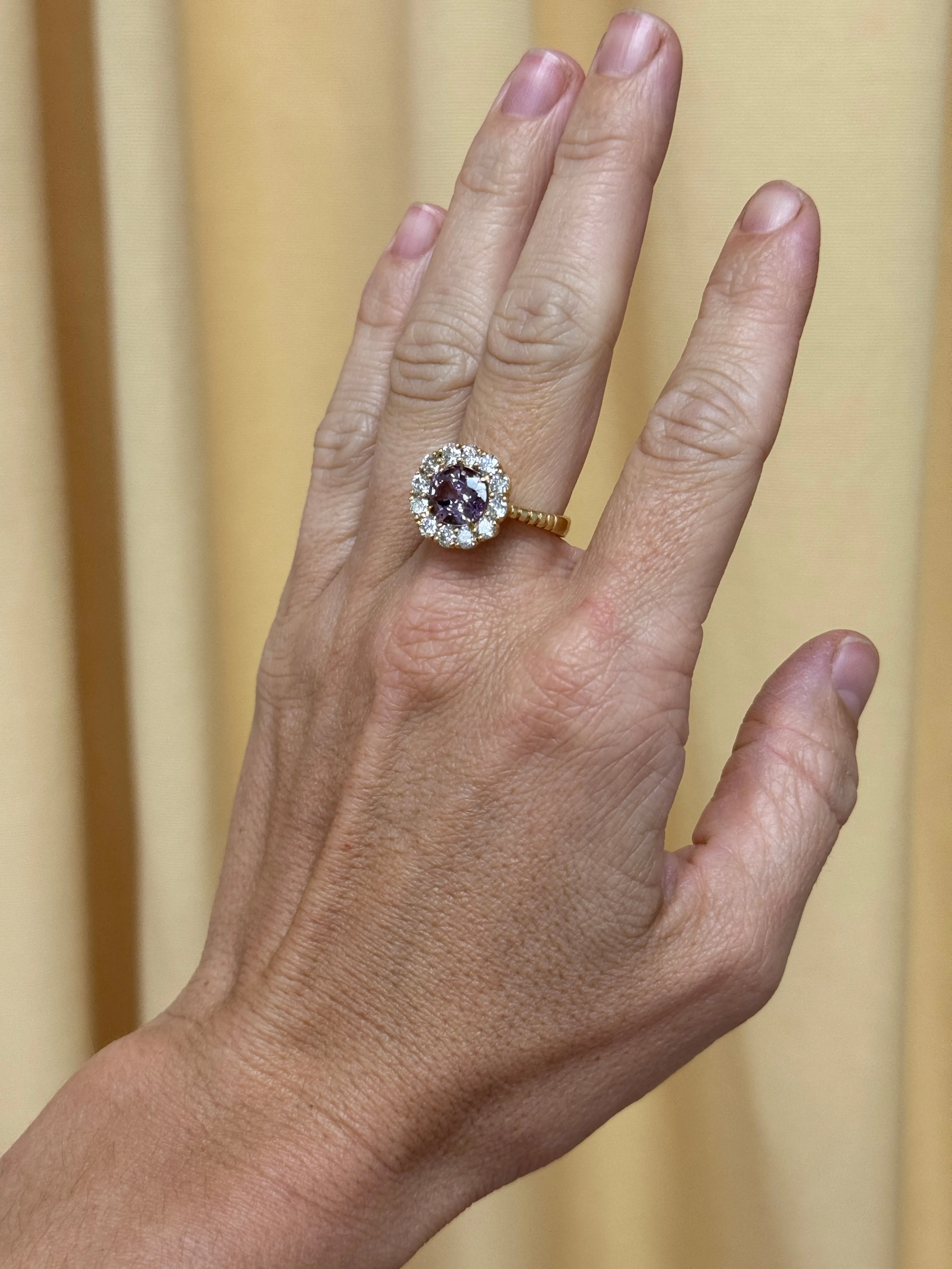 3ct Spinel and Diamond Heirloom Bezel Ring