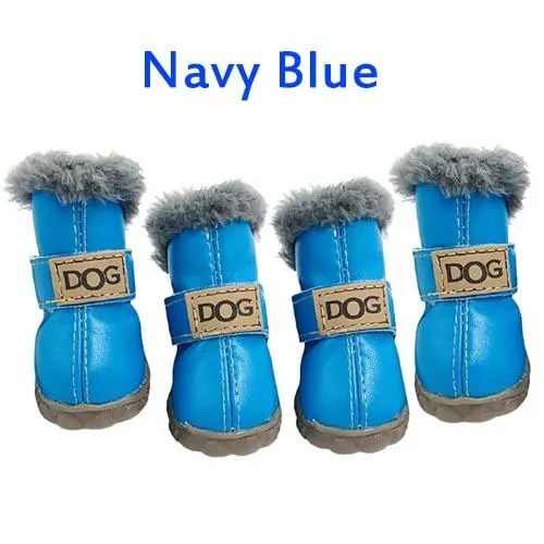 4Pcs/Set Pet Dog Non Slip Snow Warm  Waterproof Fur Cotton Boots