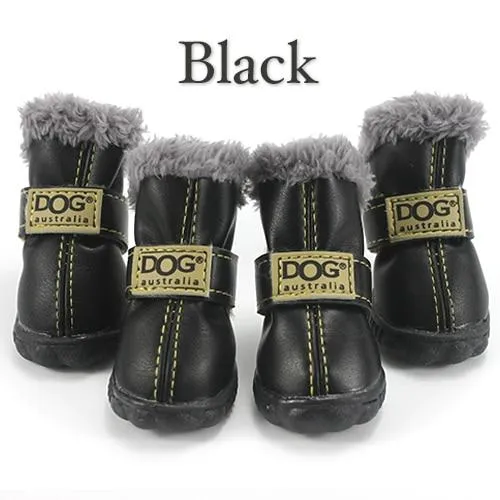 4Pcs/Set Pet Dog Non Slip Snow Warm  Waterproof Fur Cotton Boots