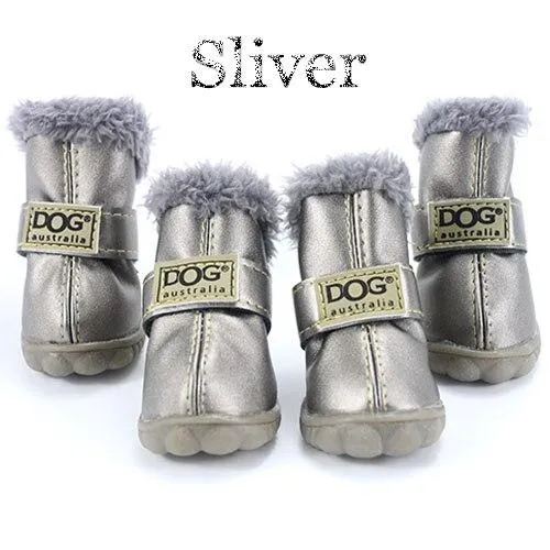 4Pcs/Set Pet Dog Non Slip Snow Warm  Waterproof Fur Cotton Boots