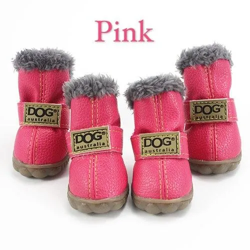 4Pcs/Set Pet Dog Non Slip Snow Warm  Waterproof Fur Cotton Boots