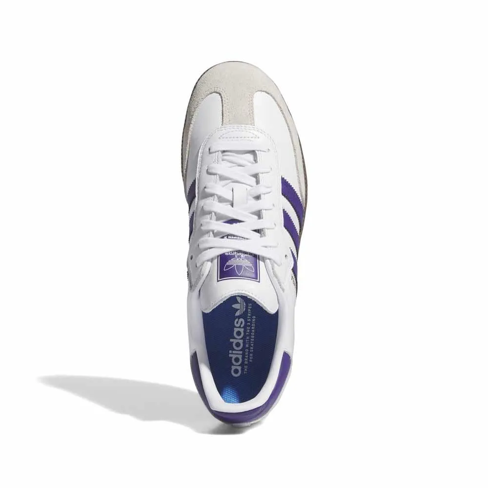 Adidas Skateboarding Samba ADV White Collegiate Purple Gold Metallic Skate Shoes