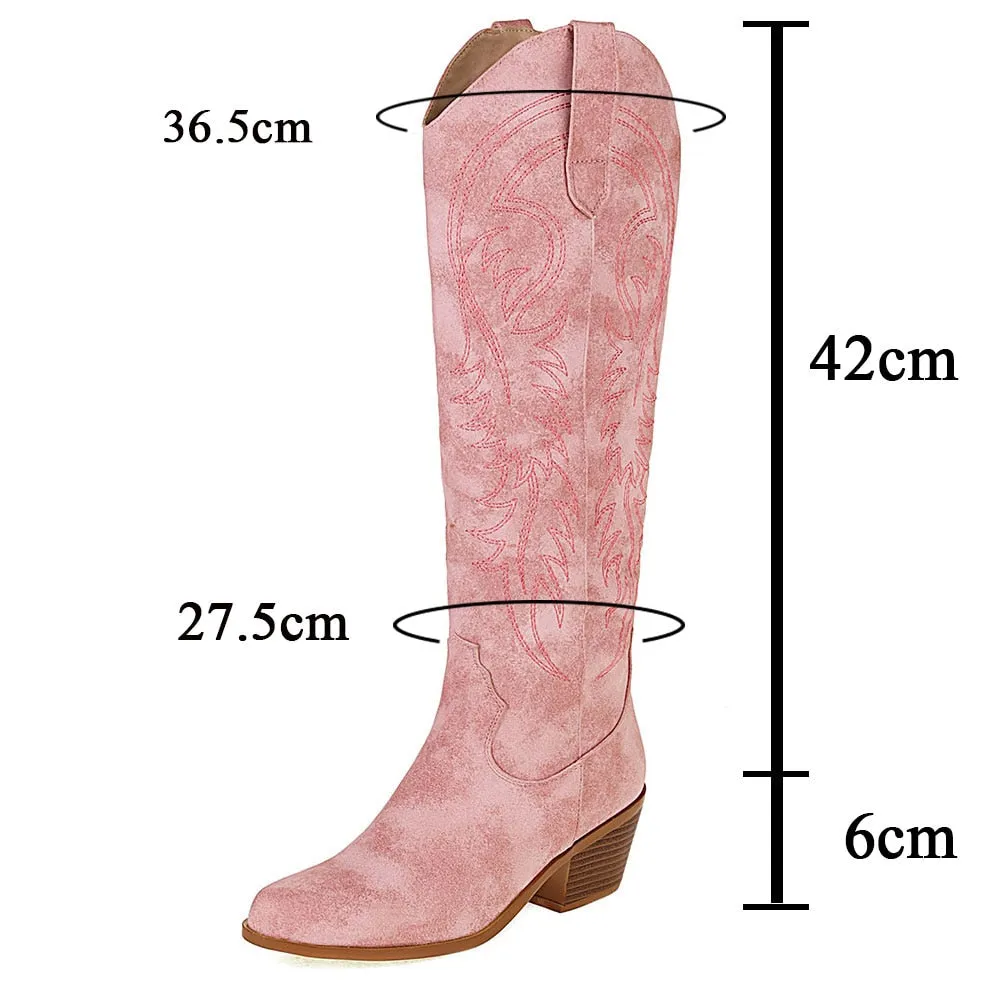 Amozae- 2024 New Fashion Autumn Winter Knee High Boots Big Size 45 Popular Comfy Walking Female Western Boots Short Plush Elegant Dress