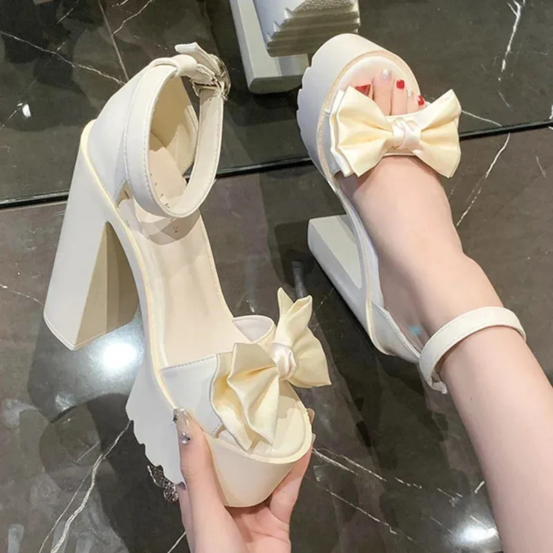 AMOZAE- - Fashion Bowknot Platform Sandals for Women