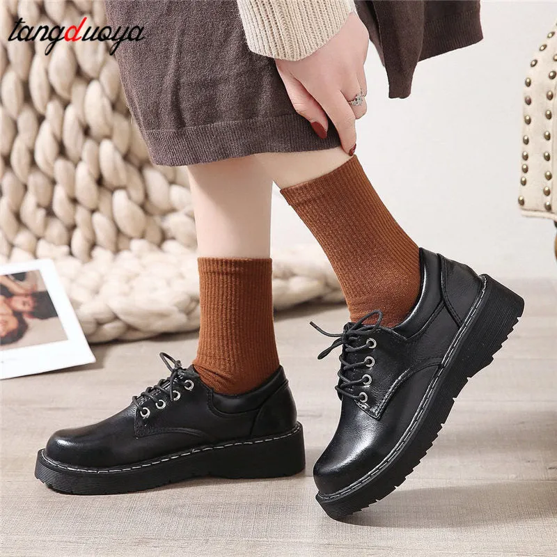 Amozae Japanese School Uniform shoes Jk Student Shoes Girls Women Kawaii Lolita Soft Girl Round Toe lolita Platform Mary Jane Shoes