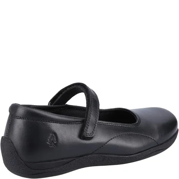 ARIA Girls Leather Touch Fasten Shoes Black