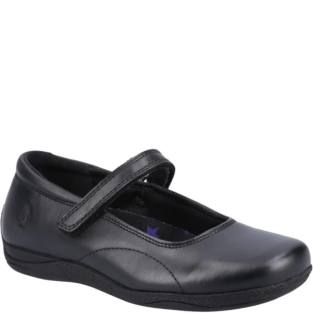 ARIA Girls Leather Touch Fasten Shoes Black