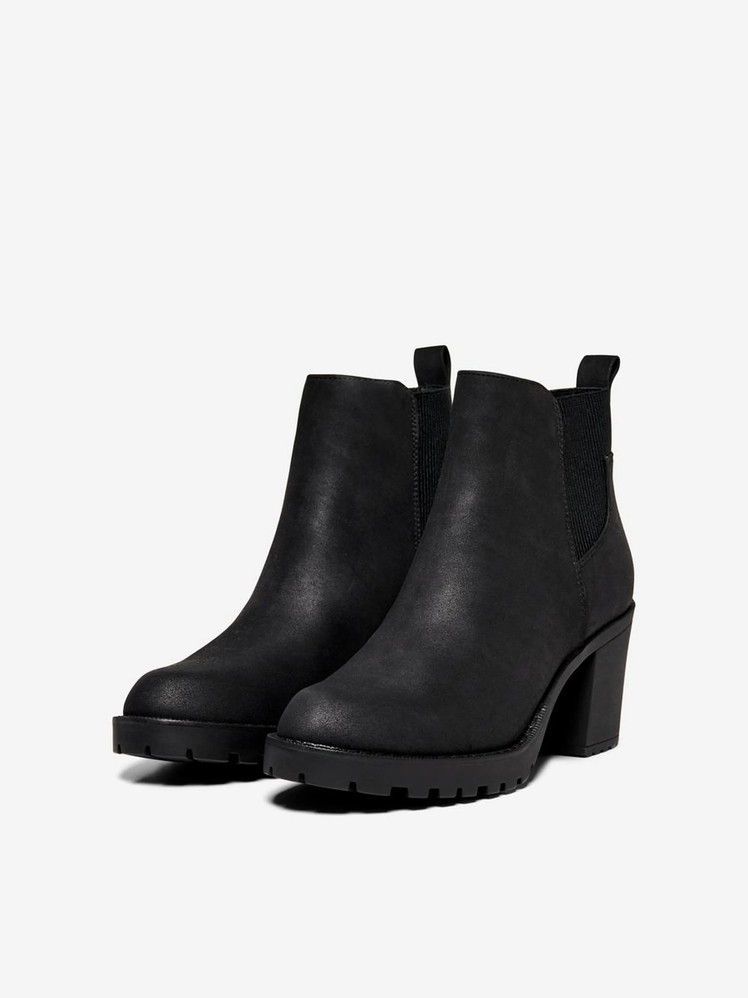 Barbara Heeled PU Boots - Black