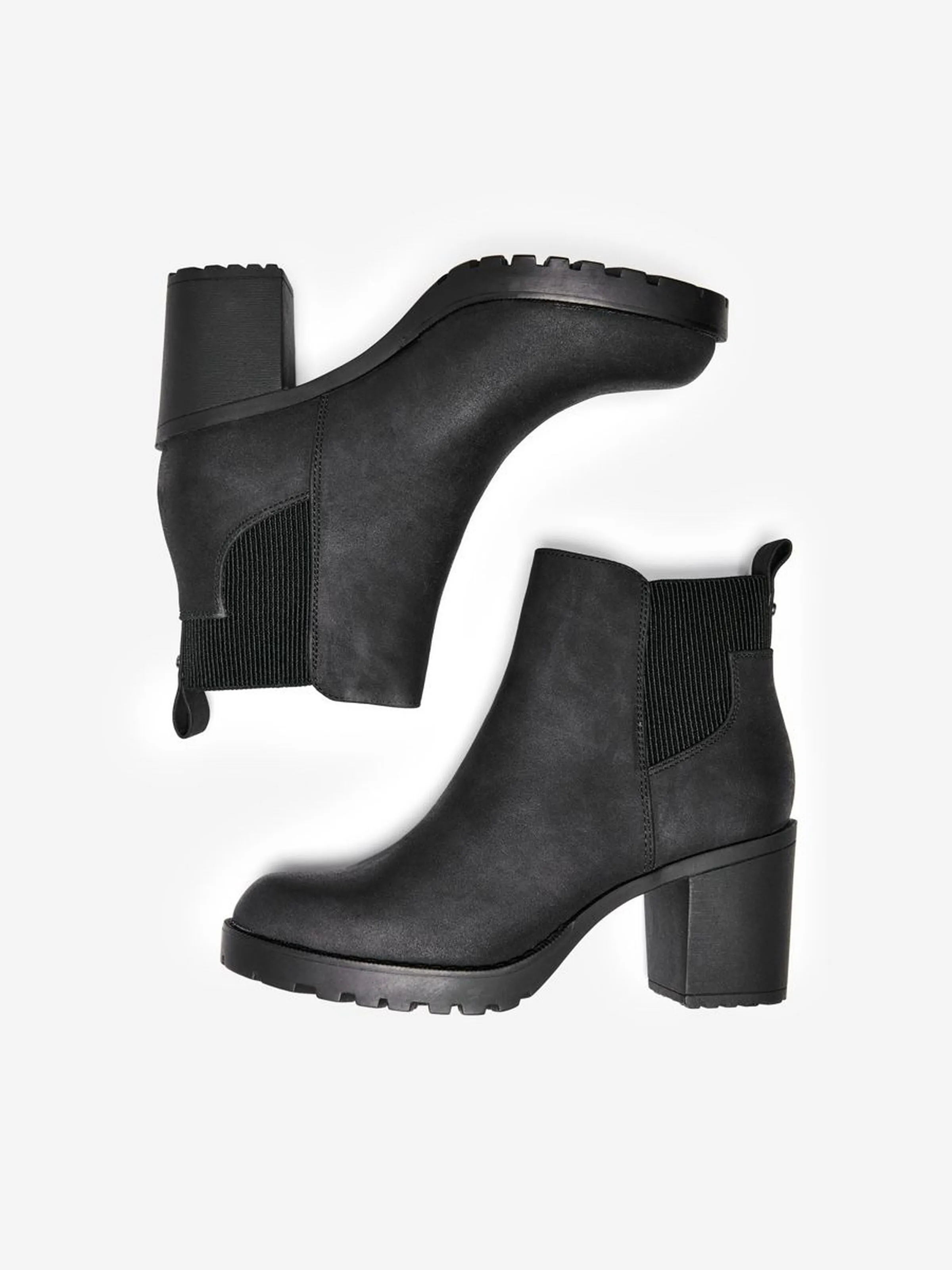 Barbara Heeled PU Boots - Black