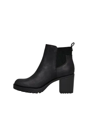 Barbara Heeled PU Boots - Black