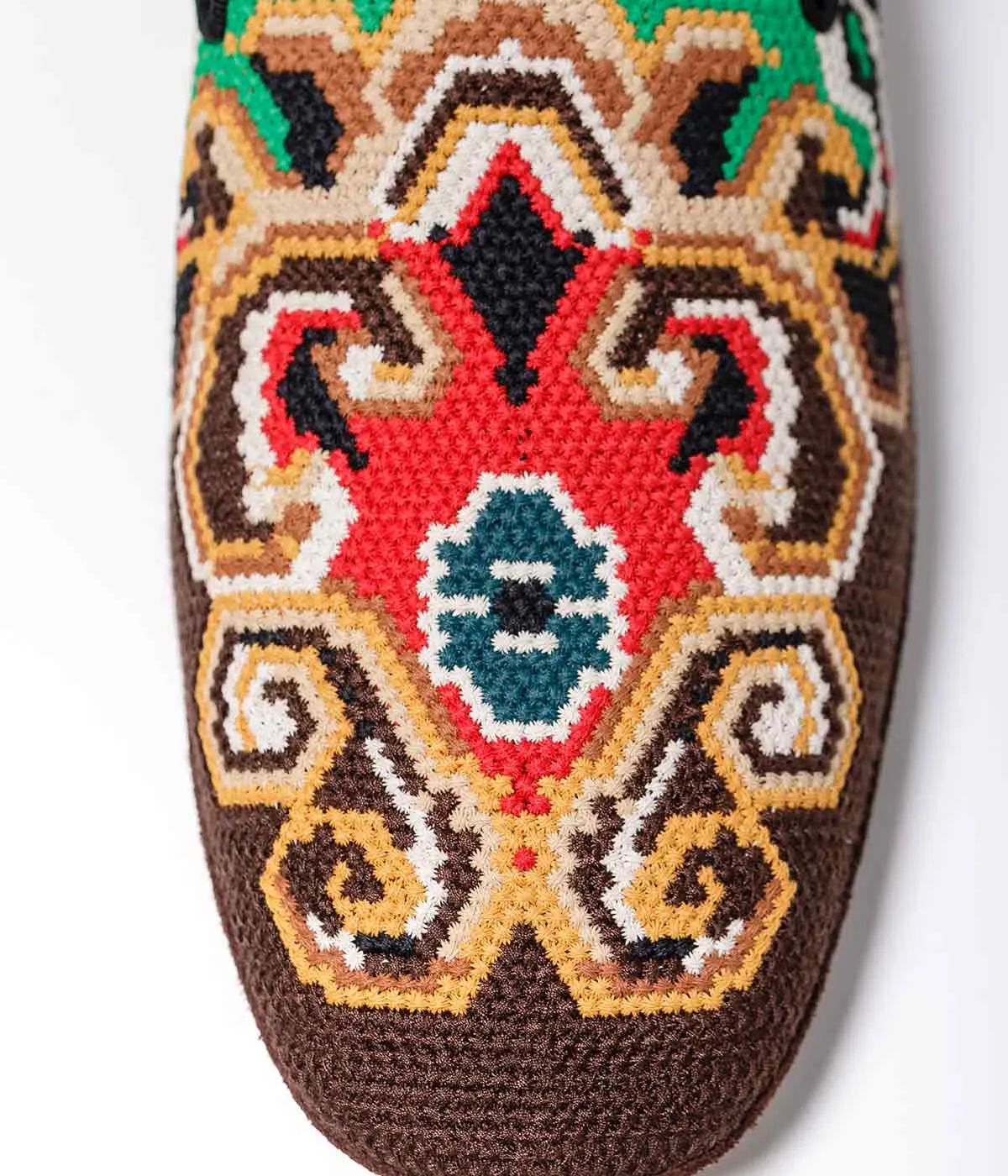 Brown Embroidered Slippers