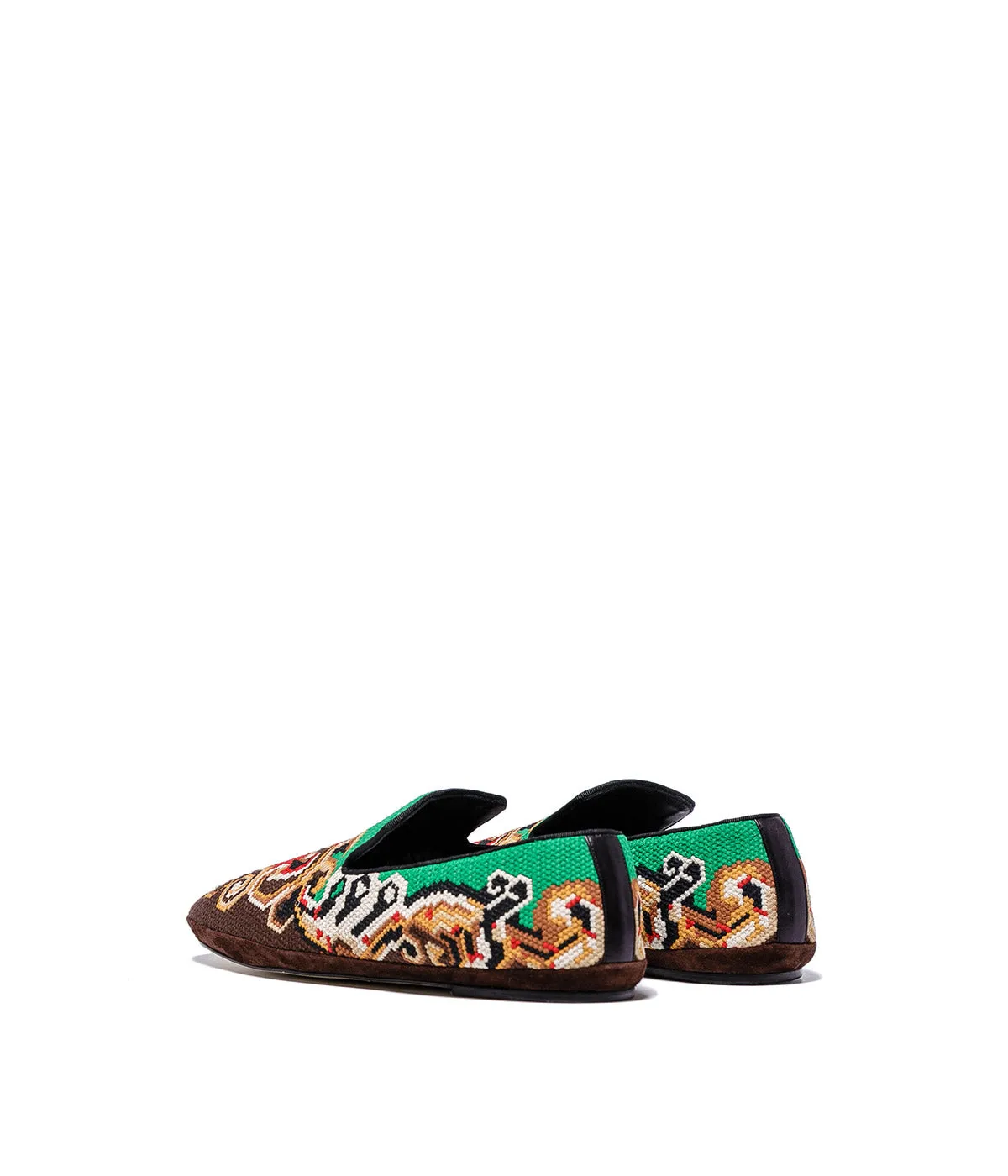 Brown Embroidered Slippers