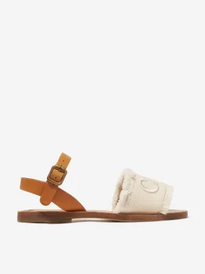 Chloé Girls Leather And Textile Sandals in Ivory