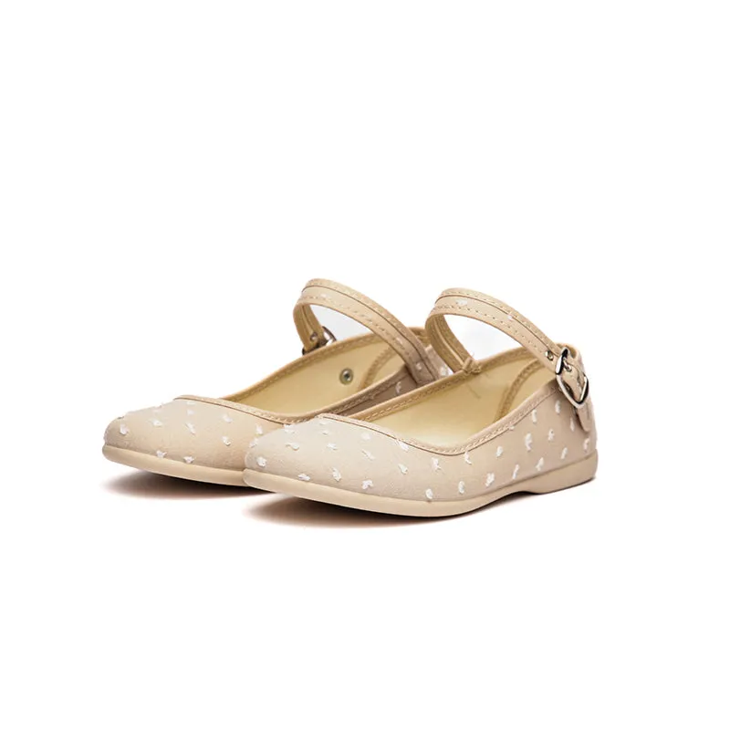 Classic Swiss-Dot Mary Janes in Camel by childrenchic