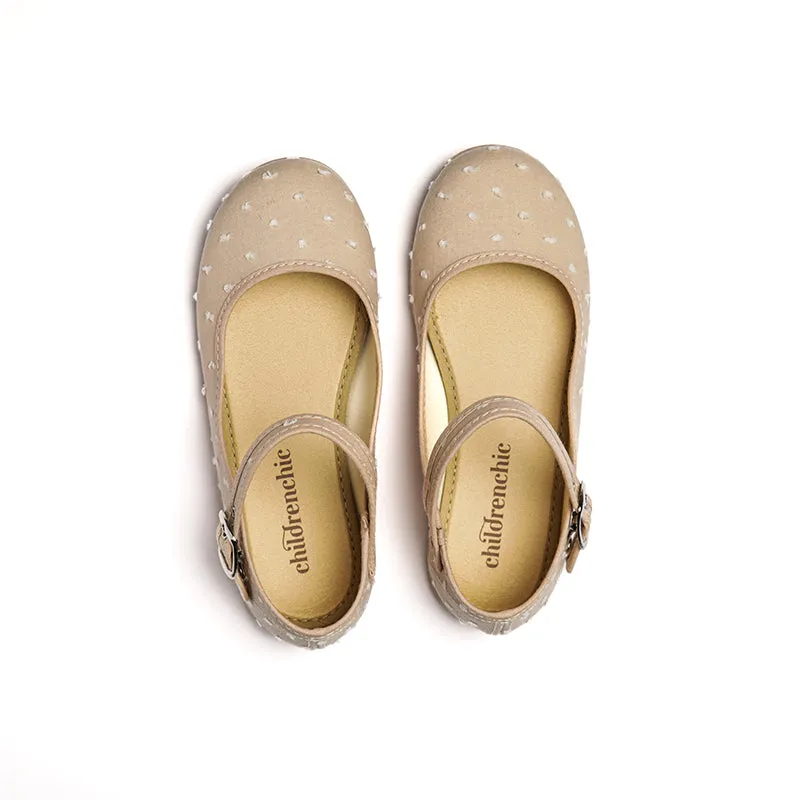 Classic Swiss-Dot Mary Janes in Camel by childrenchic