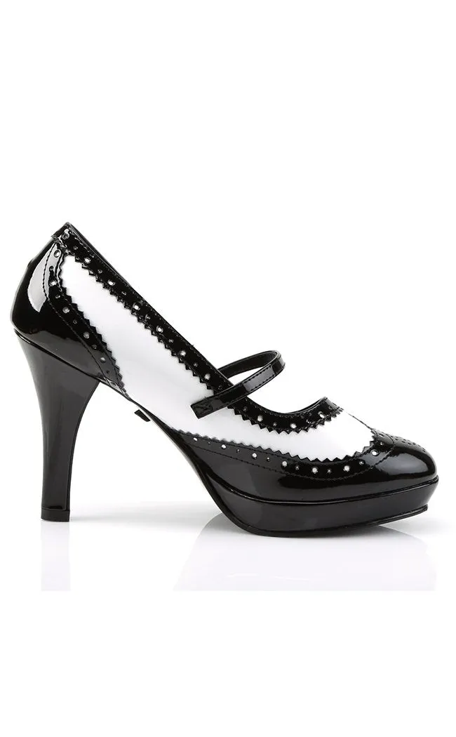 CONTESSA-06 Black White Gangster Mary Jane Heels