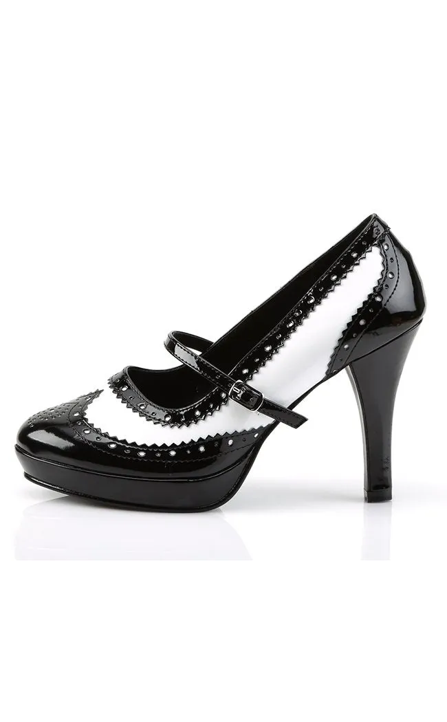 CONTESSA-06 Black White Gangster Mary Jane Heels