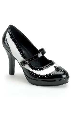 CONTESSA-06 Black White Gangster Mary Jane Heels