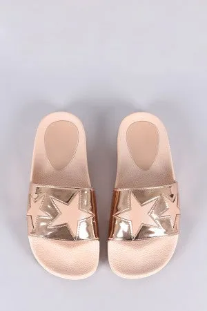 Contrasting Stars Slide Sandals