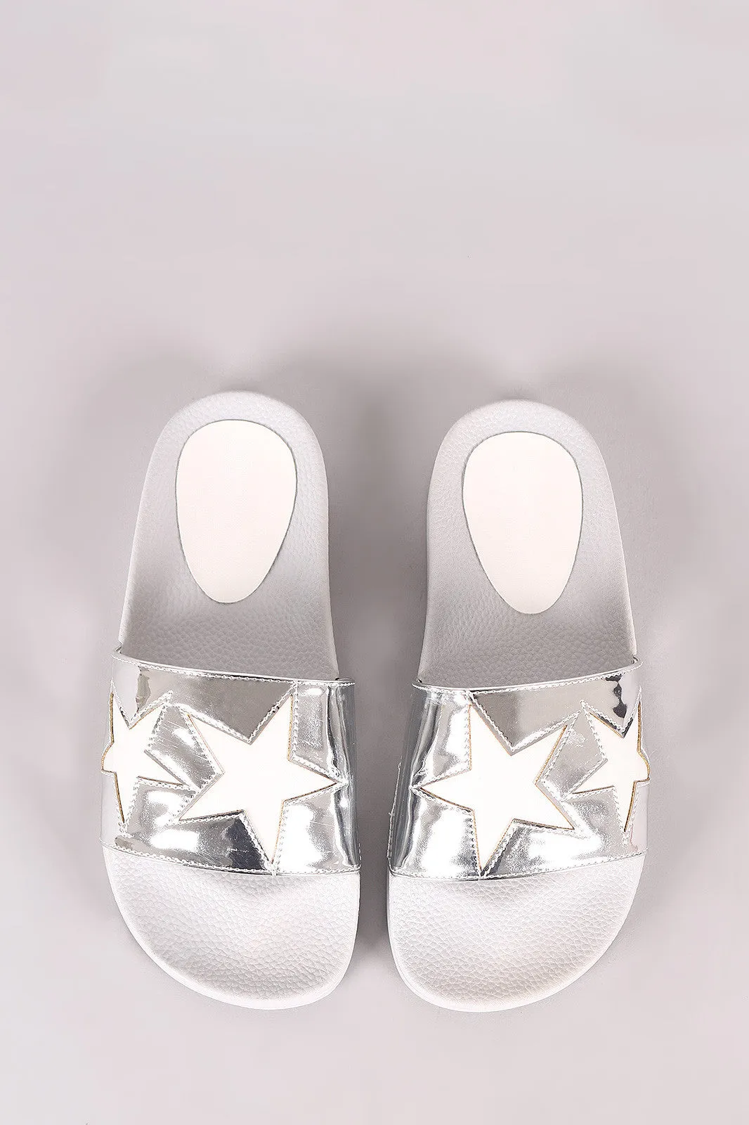 Contrasting Stars Slide Sandals