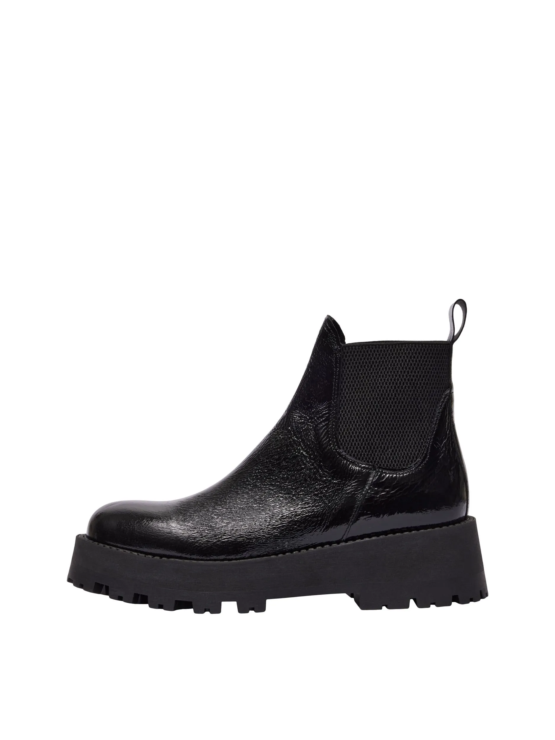 Cora Patent Chelsea Boots - Black