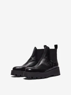 Cora Patent Chelsea Boots - Black