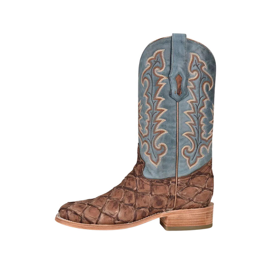 Corral Women's Piracuhu Exotic Embroidered Western Brown Blue Boots