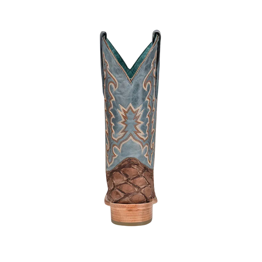 Corral Women's Piracuhu Exotic Embroidered Western Brown Blue Boots