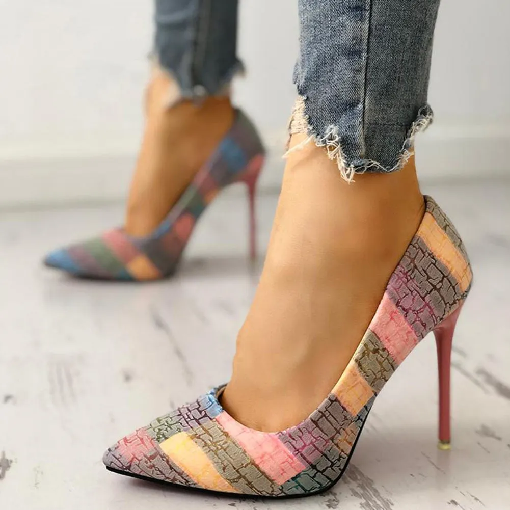 DoraTasia Big Size 34-42 New Fashion Ladies   Thin High Heels Pumps Pointed Toe Mixed Colors Pumps Women Party Shoes Woman