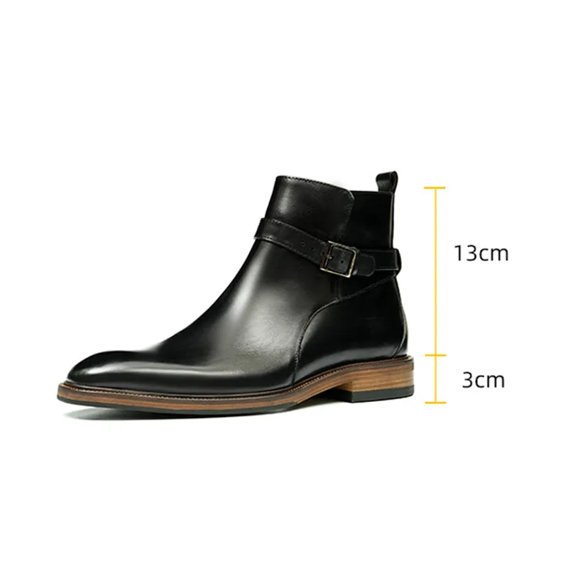 Elegant Leather Round Toe Classic Chelsea Ankle Boots