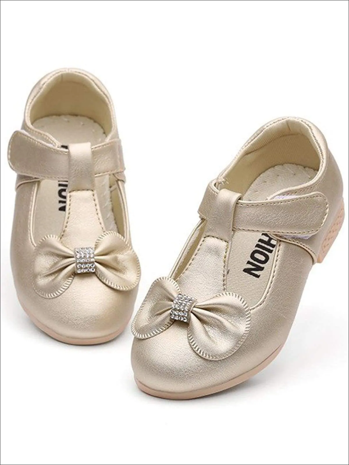 Girls Bow Tie Embellished Mary Jane Flats By Liv and Mia