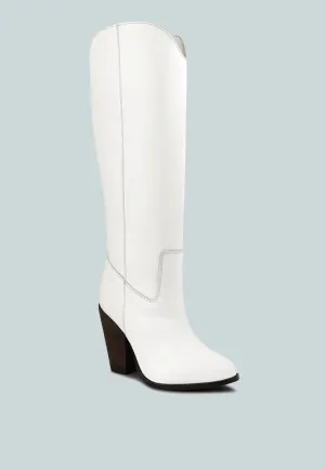 GREAT-STORM White Leather Calf Boots