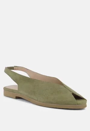 GRETCHEN Green Slingback Flat Sandals