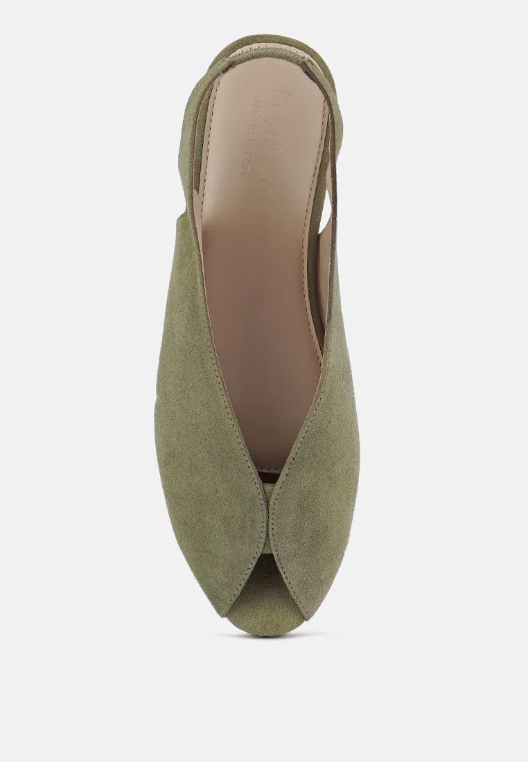 GRETCHEN Green Slingback Flat Sandals