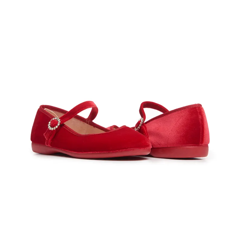 Holiday Velvet Mary Janes in Red by childrenchic