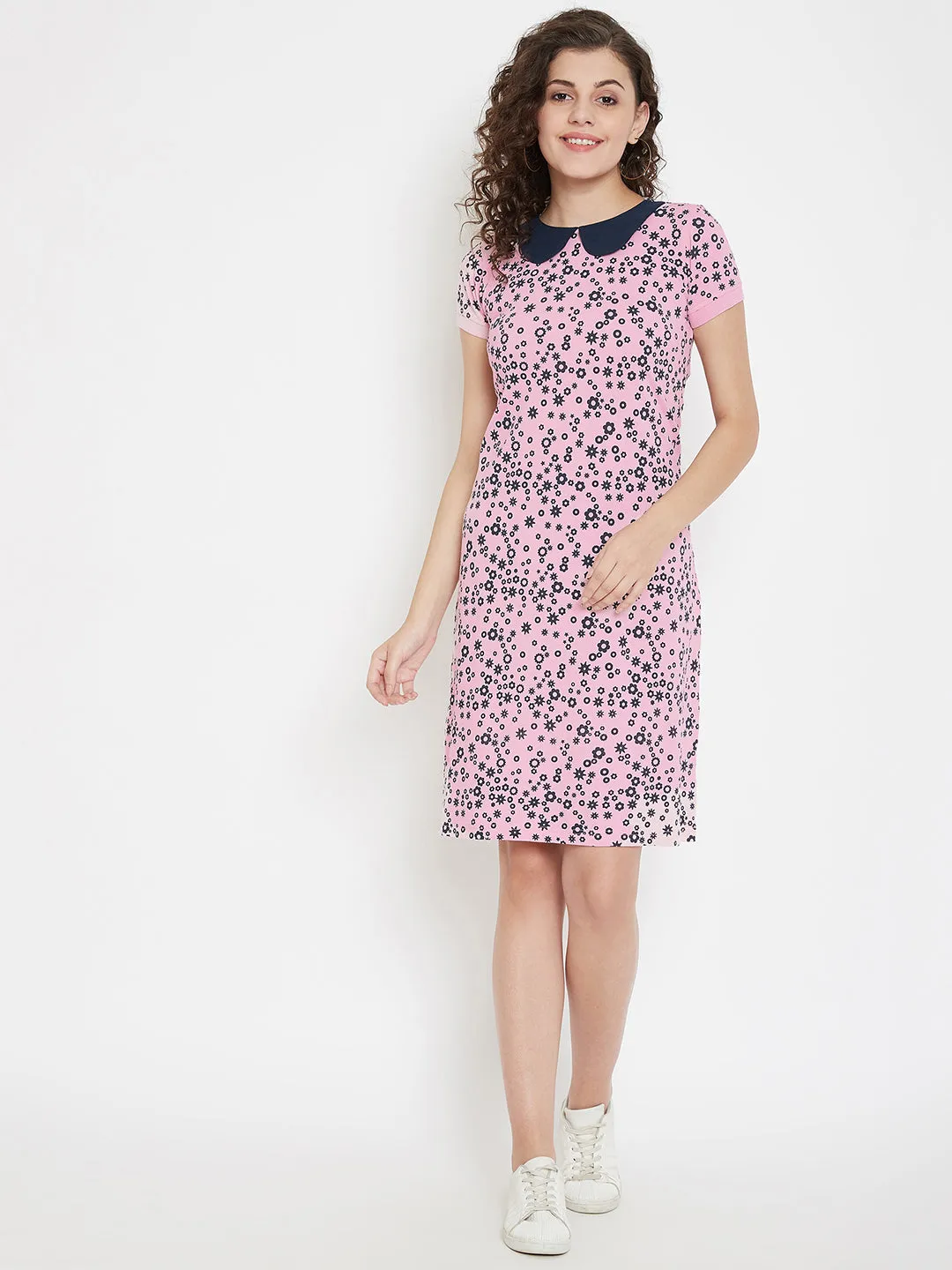 JUMP USA Women Printed Pink A-Line Dress