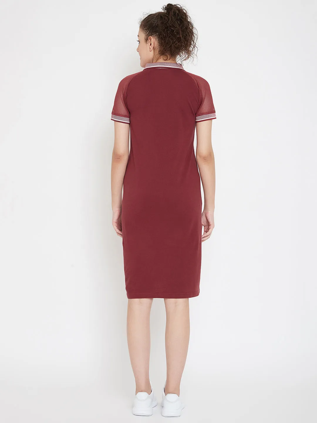 JUMP USA Women Solid Maroon T-shirt Dress