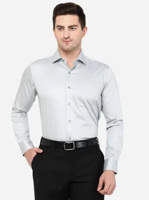 Light Grey Solid Slim Fit Formal Shirt | Metal