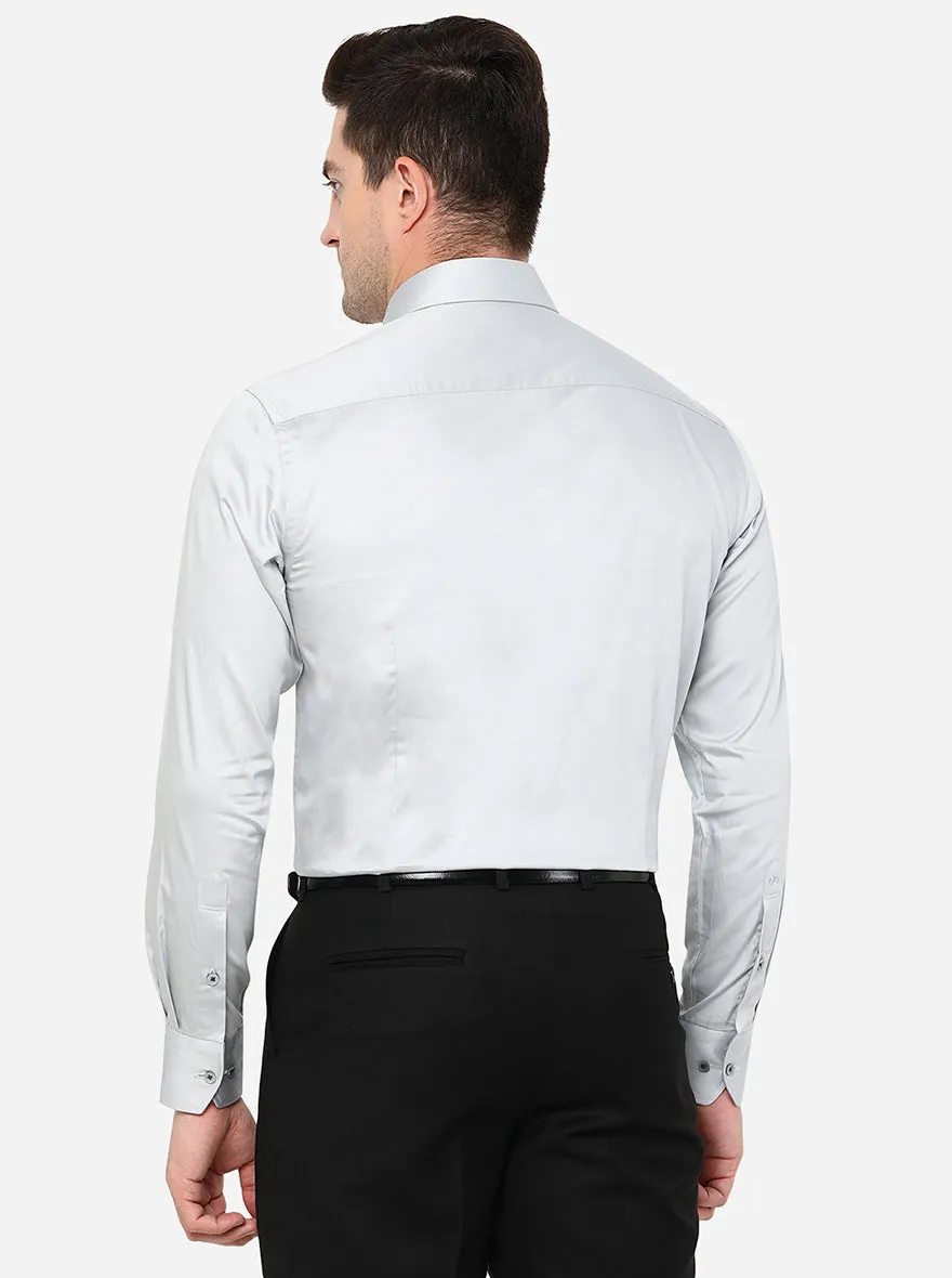 Light Grey Solid Slim Fit Formal Shirt | Metal