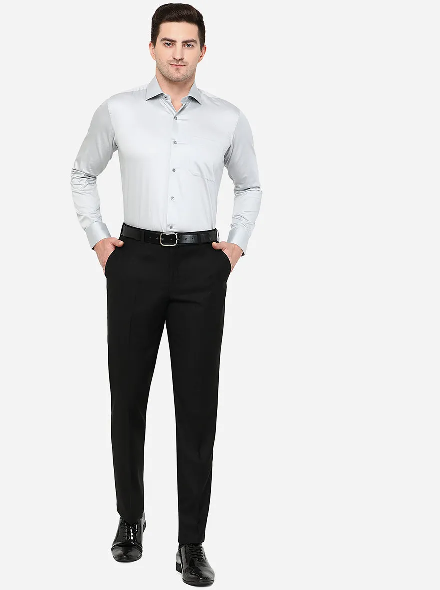 Light Grey Solid Slim Fit Formal Shirt | Metal