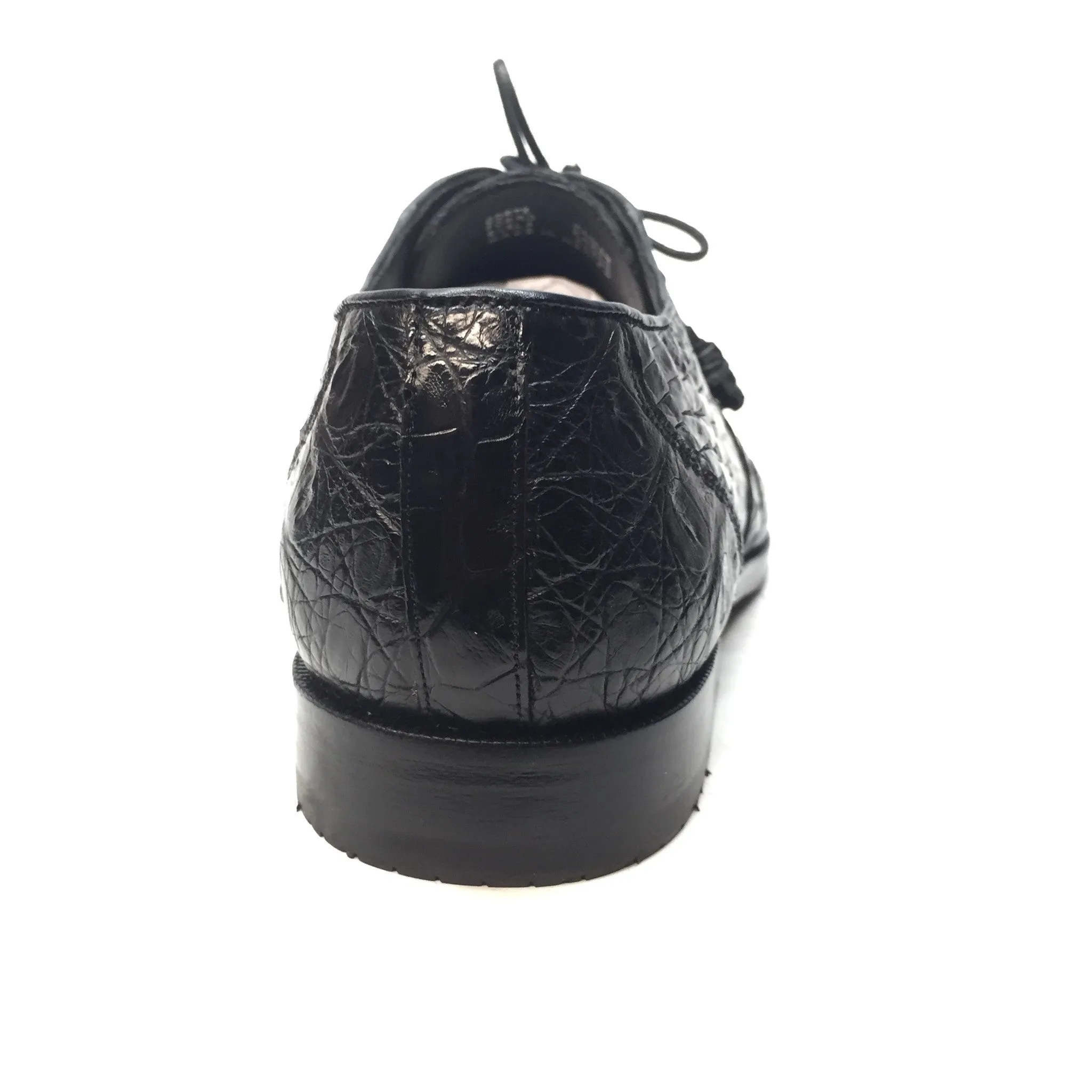 Los Altos Black All-Over Crocodile Lace Up Dress Shoes