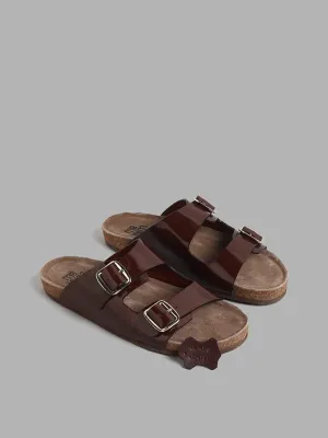 LUNA BLU Maroon Double Buckle Band Comfort Sandals