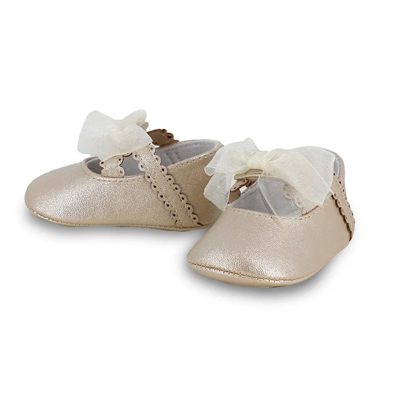 MAY Gold Organza Bow Mary Jane Shoe