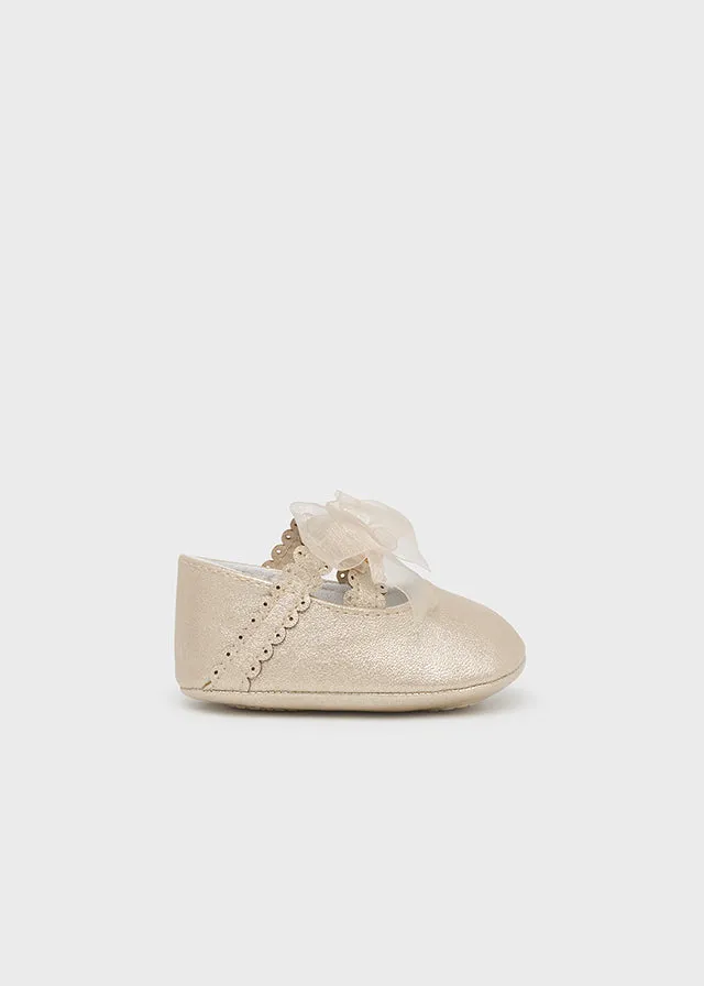 MAY Gold Organza Bow Mary Jane Shoe